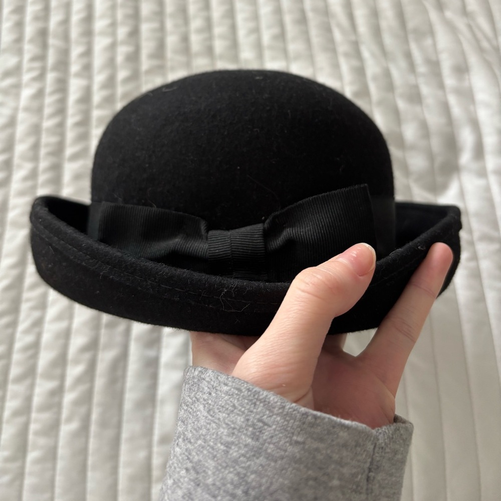 Vintage Platania Elegant Black Bowler Hat